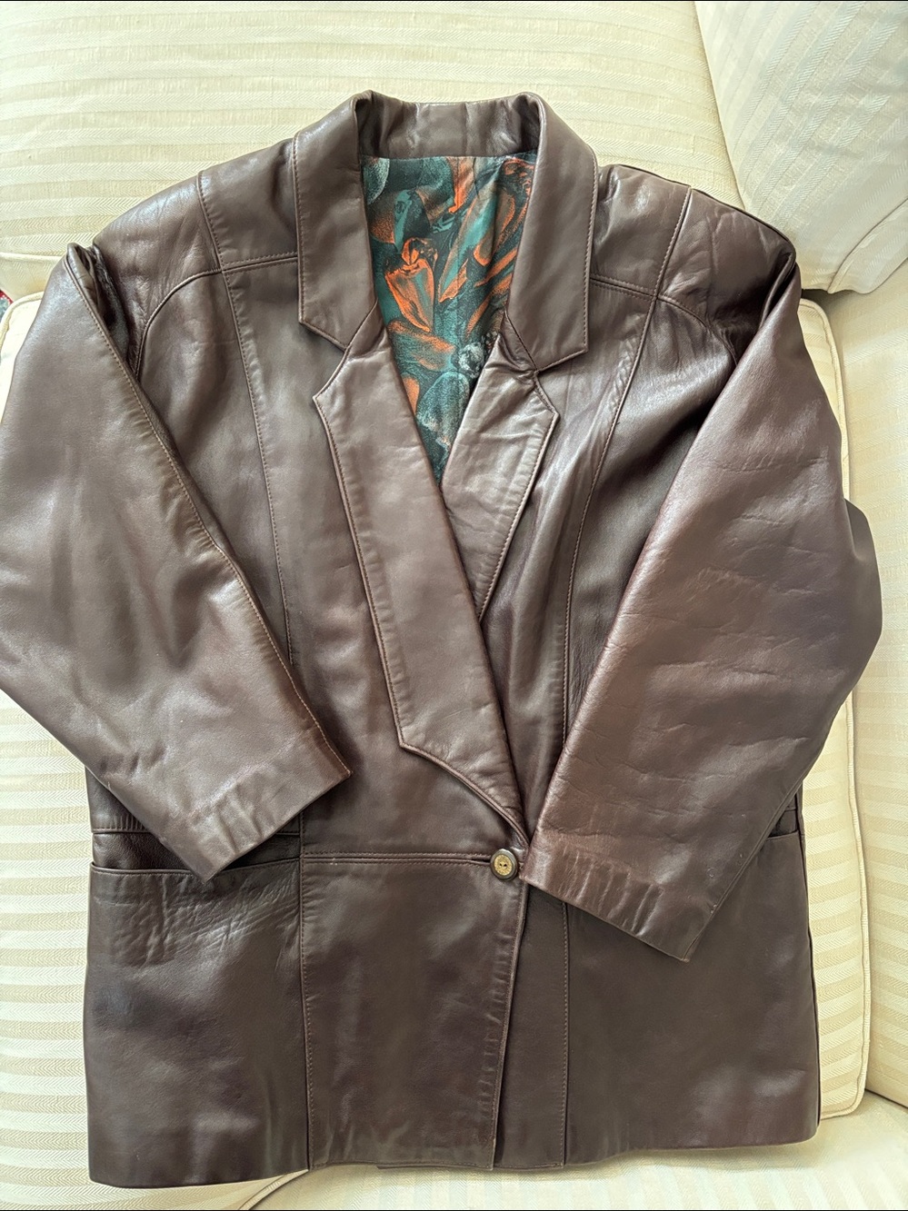 Vintage Gerome Black Label of Barcelona Brown Leather Sheepskin Jacket Size 10 - Picture 4 of 11